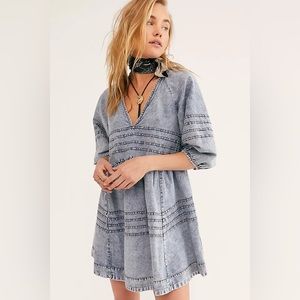 Free People Sweet Surrender Acid Wash Denim Mini Dress